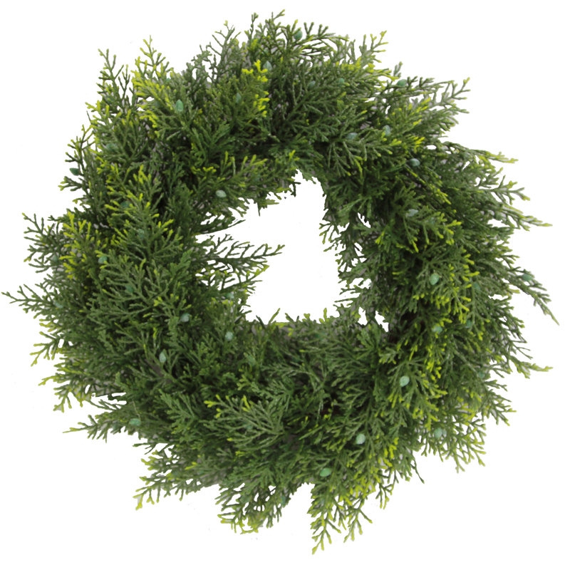 Gracie Oaks Artificial Cedar 18" Wreath & Reviews Wayfair